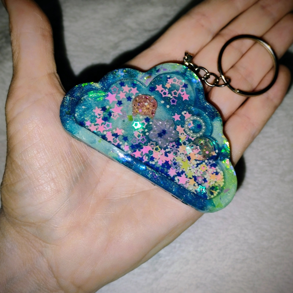 Handmade Resin Shaker Kawaii Cloud Keychain
